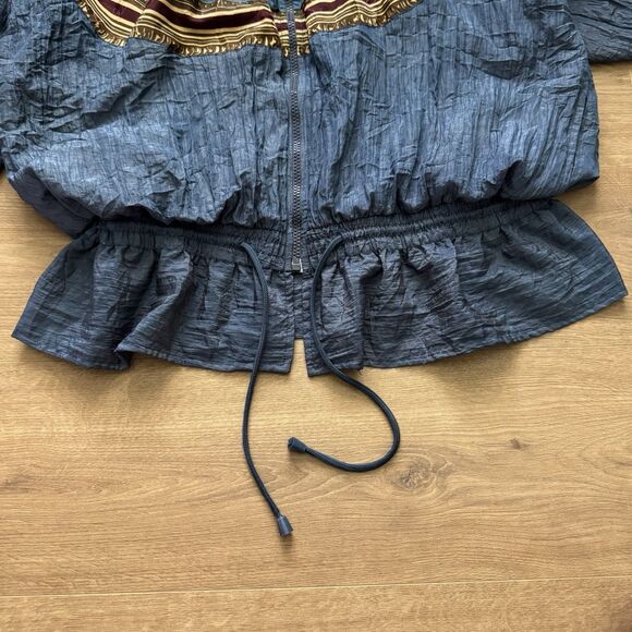 Vintage 80s Windbreaker Basic Editions Women Size L Floral Jacquard Lining Retro - Picture 5 of 11